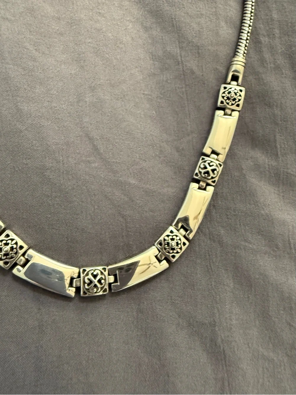 Brighton Tribeca Silver Rectangle Link Choker Necklace